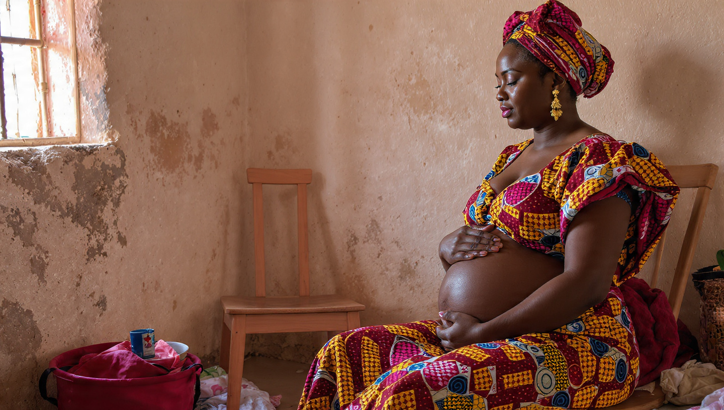 Pregnant woman awaiting maternal care support