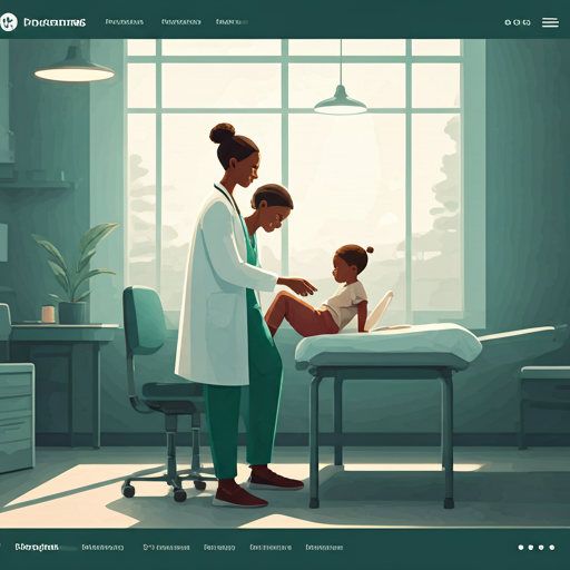 African clinician supporting a mother and child